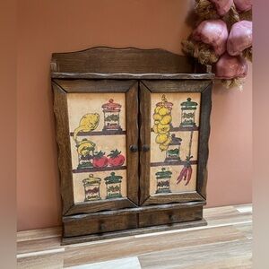 Vintage 70's Wood Apothecary Spice Cabinet Shelf